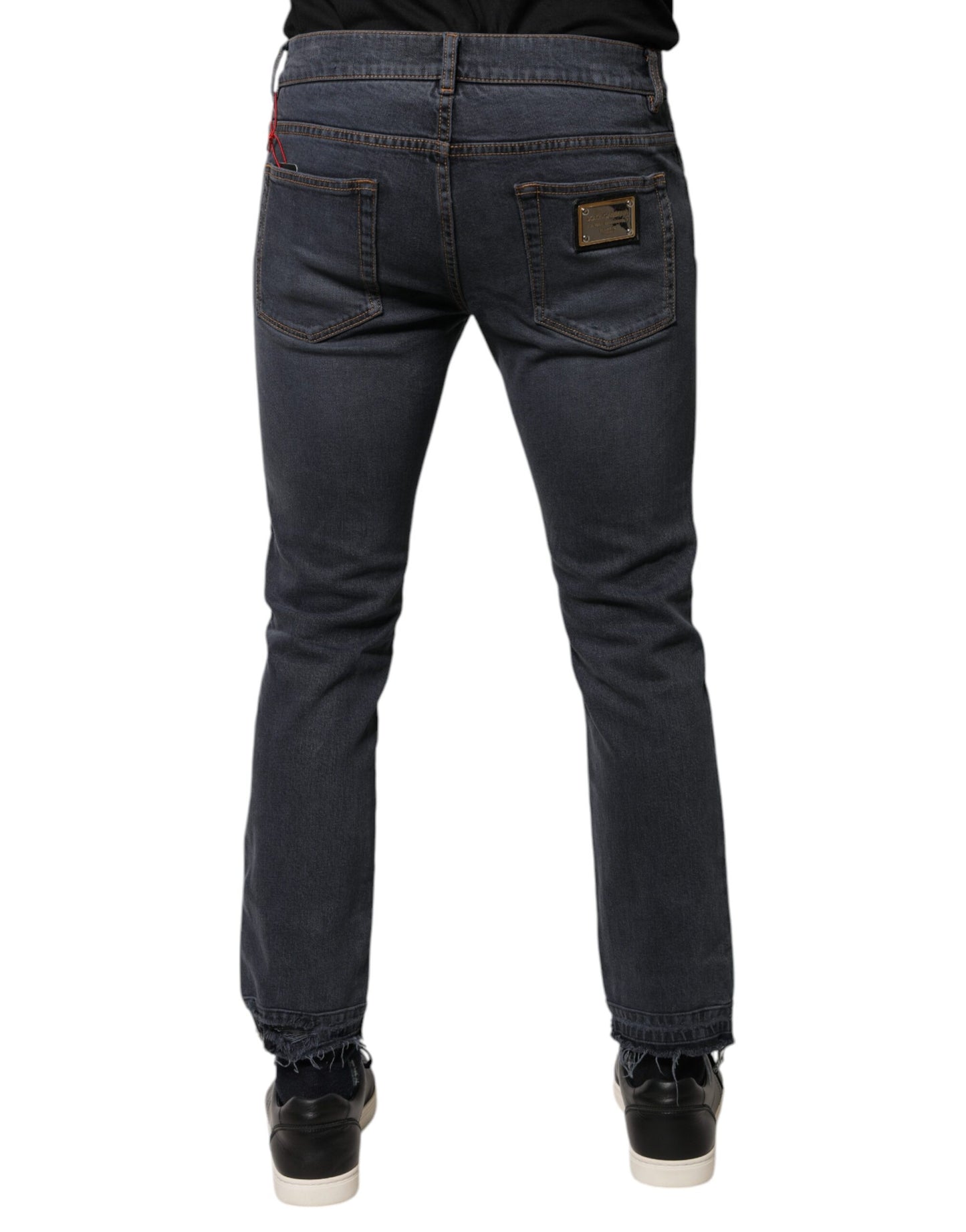 Dolce & Gabbana Dark Gray Cotton Skinny Denim Jeans by Dolce & Gabbana