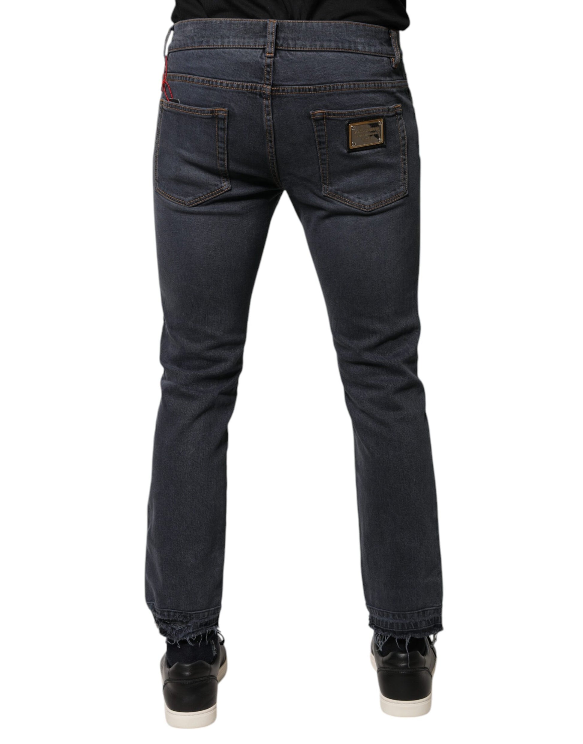 Dolce & Gabbana Dark Gray Cotton Skinny Denim Jeans by Dolce & Gabbana