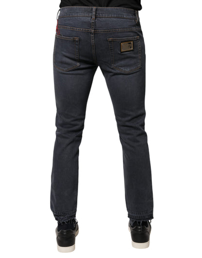 Dolce & Gabbana Dark Gray Cotton Skinny Denim Jeans by Dolce & Gabbana