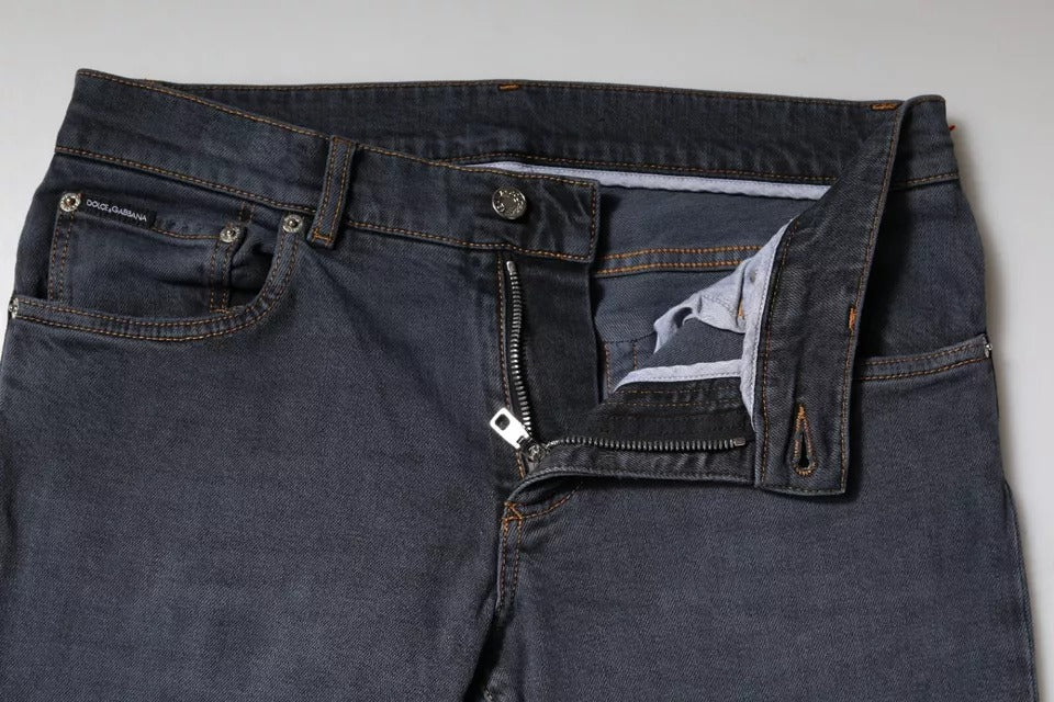 Dolce & Gabbana Dark Gray Cotton Skinny Denim Jeans by Dolce & Gabbana