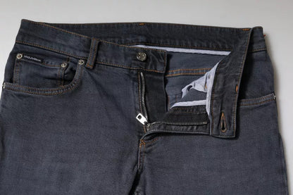 Dolce & Gabbana Dark Gray Cotton Skinny Denim Jeans by Dolce & Gabbana