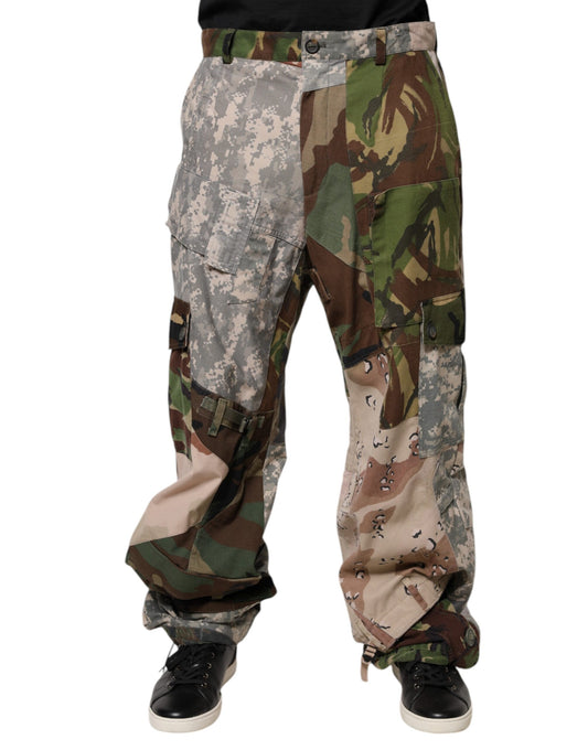 Dolce & Gabbana Multicolor Patchwork Camouflage Cargo Pants by Dolce & Gabbana