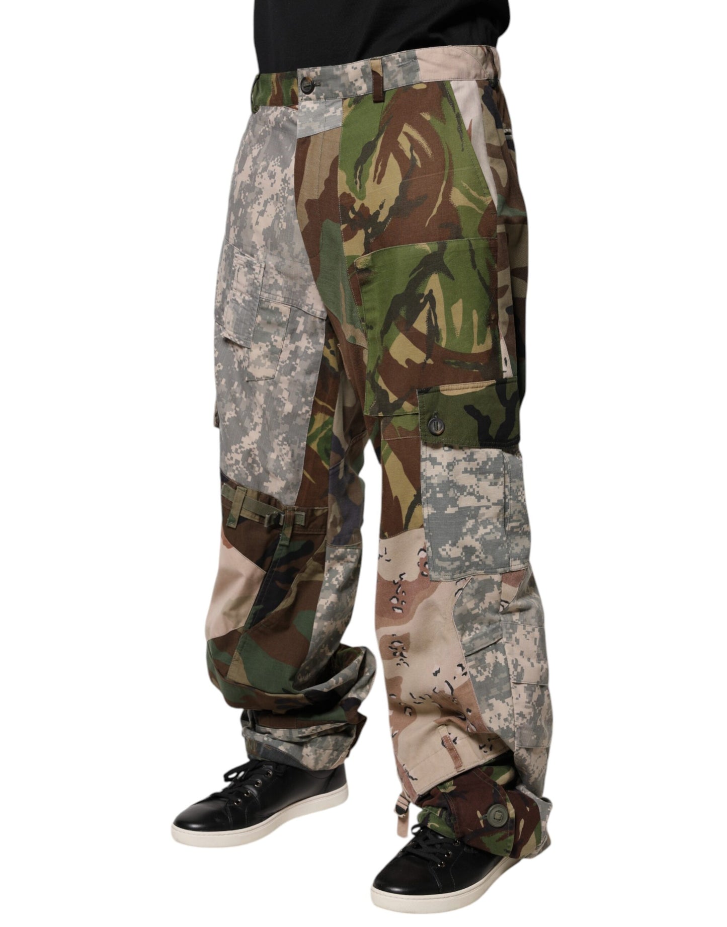 Dolce & Gabbana Multicolor Patchwork Camouflage Cargo Pants by Dolce & Gabbana