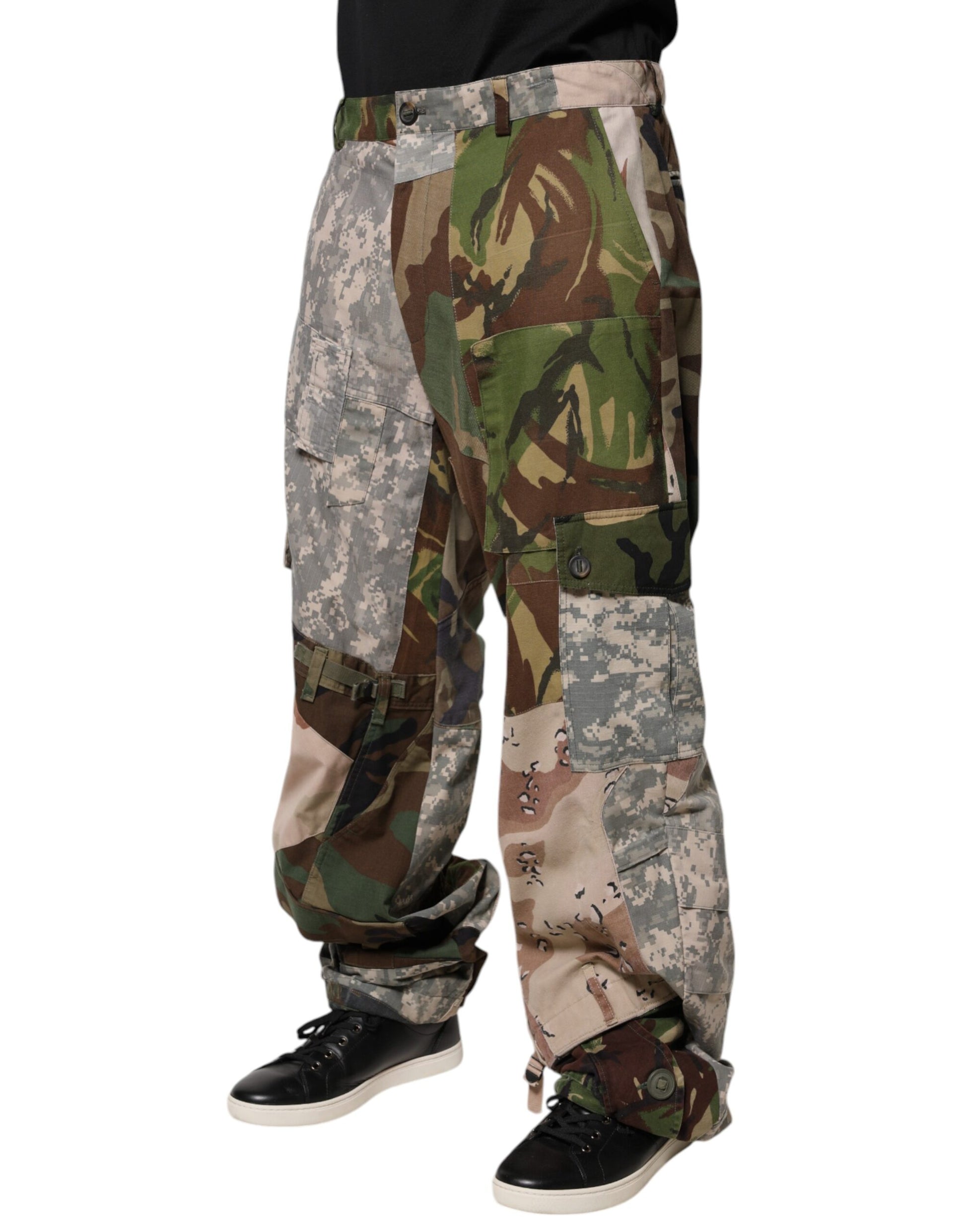 Dolce & Gabbana Multicolor Patchwork Camouflage Cargo Pants by Dolce & Gabbana