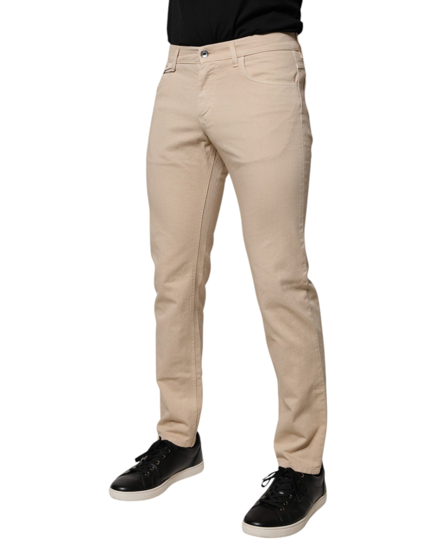 Dolce & Gabbana Beige Cotton Stretch Regular Men Denim Jeans by Dolce & Gabbana