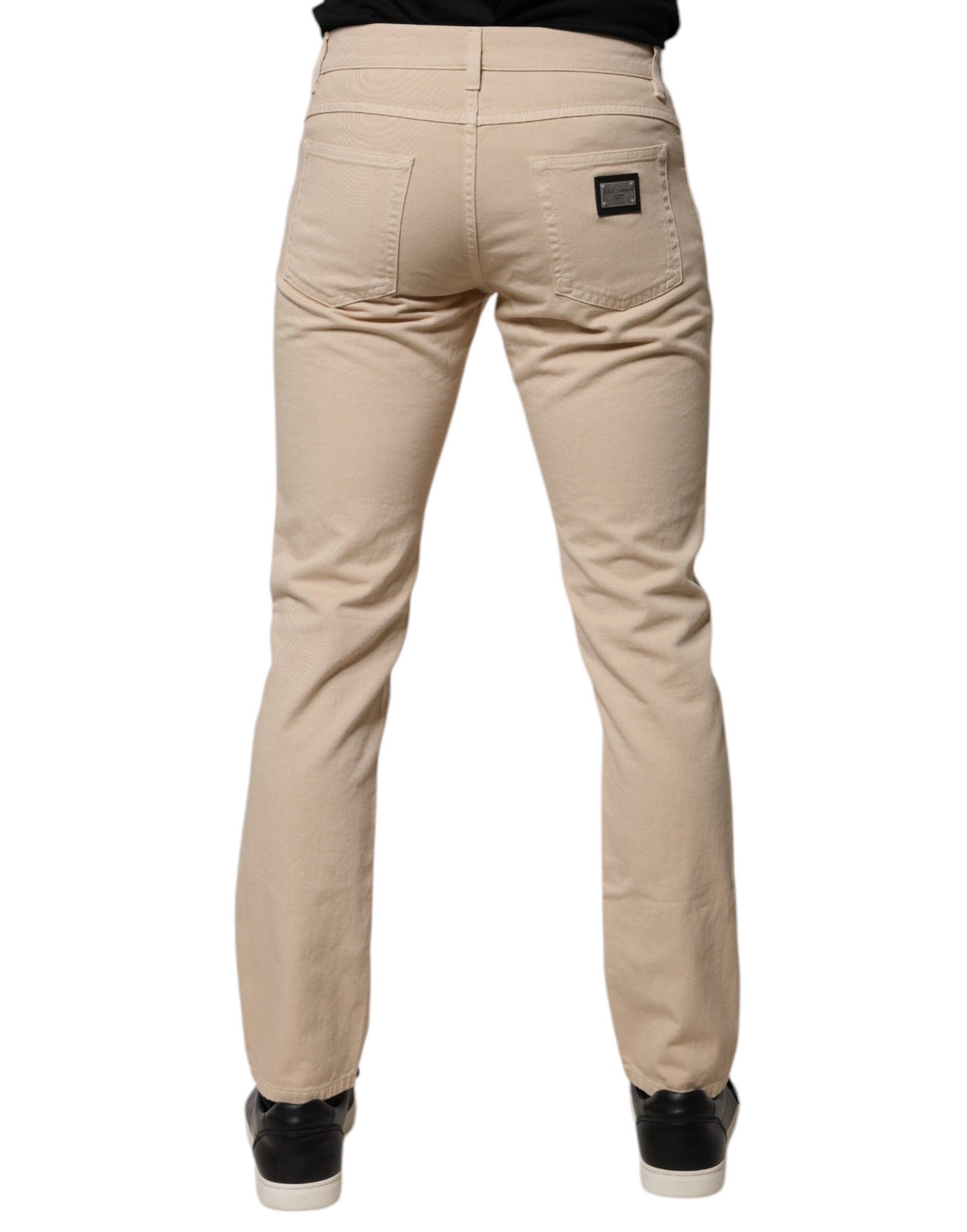 Dolce & Gabbana Beige Cotton Stretch Regular Men Denim Jeans by Dolce & Gabbana