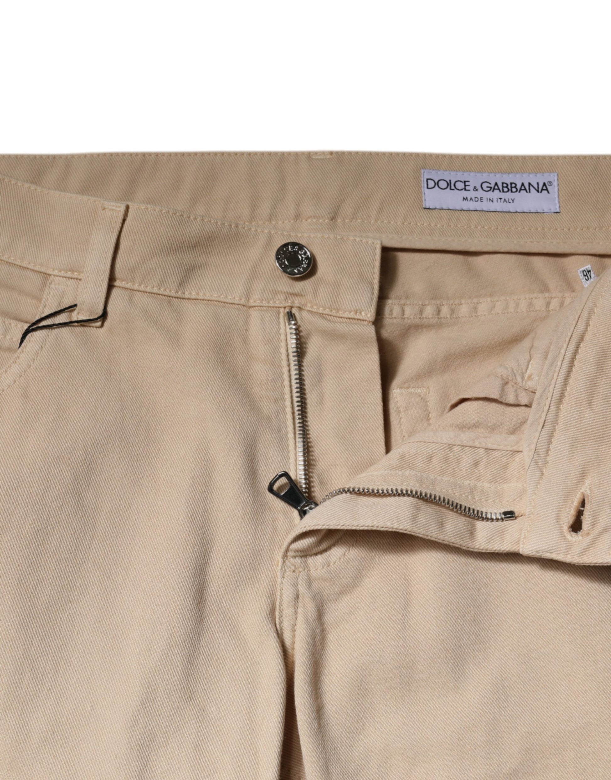 Dolce & Gabbana Beige Cotton Stretch Regular Men Denim Jeans by Dolce & Gabbana