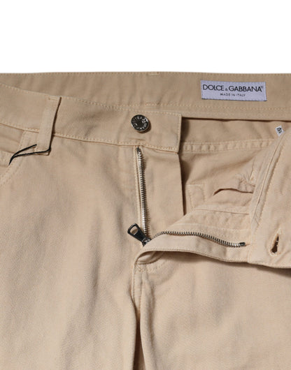 Dolce & Gabbana Beige Cotton Stretch Regular Men Denim Jeans by Dolce & Gabbana