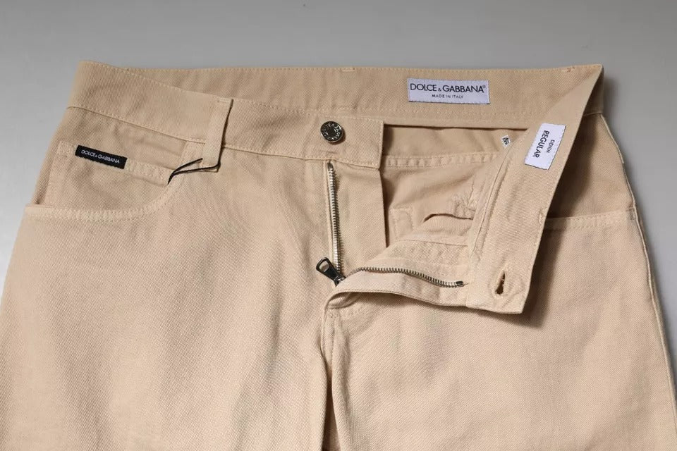 Dolce & Gabbana Beige Cotton Stretch Regular Men Denim Jeans by Dolce & Gabbana