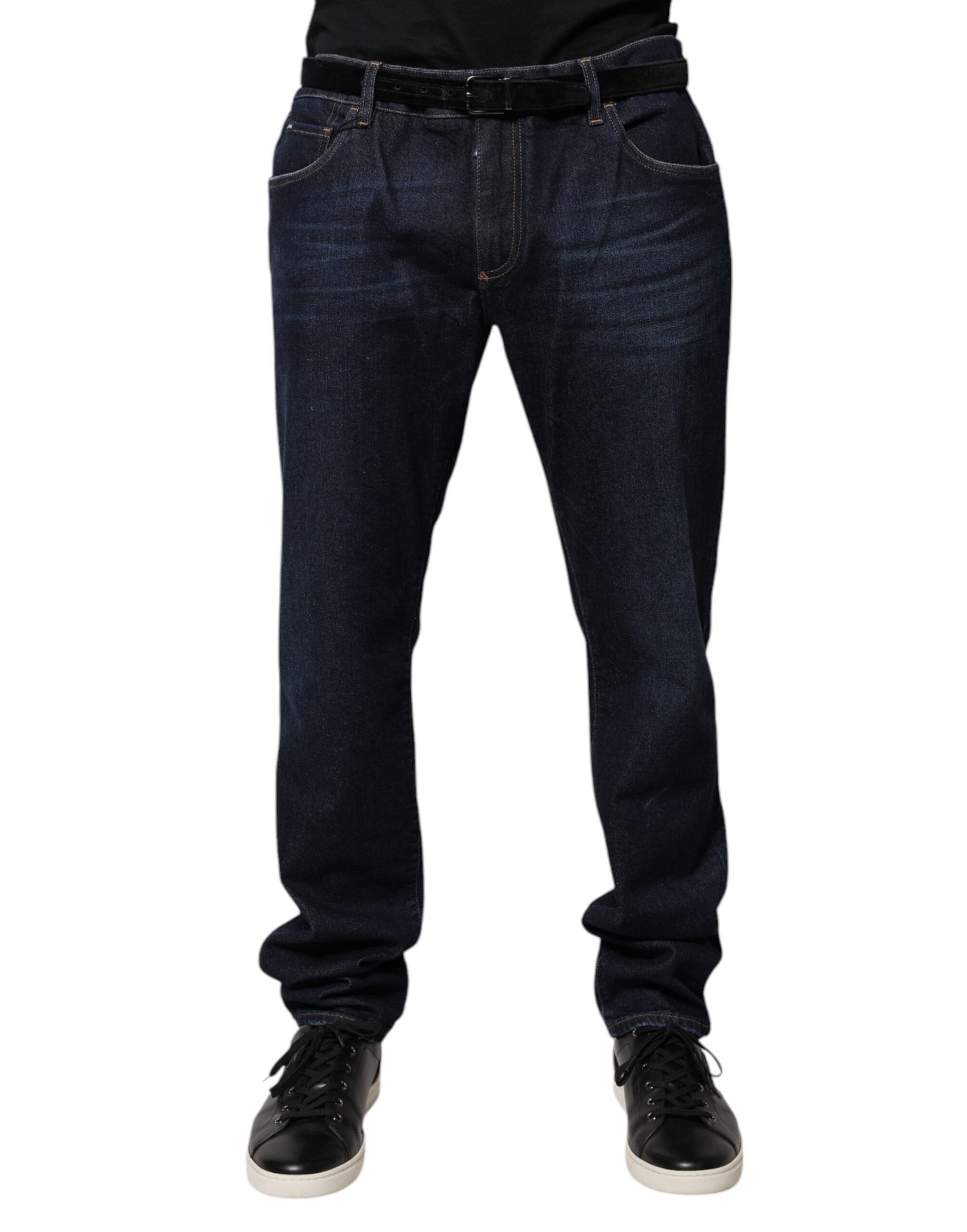 Dolce & Gabbana Dark Blue Cotton Skinny Denim Jeans by Dolce & Gabbana