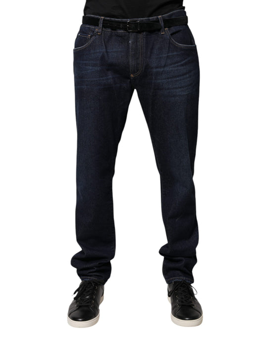 Dolce & Gabbana Dark Blue Cotton Skinny Denim Jeans by Dolce & Gabbana