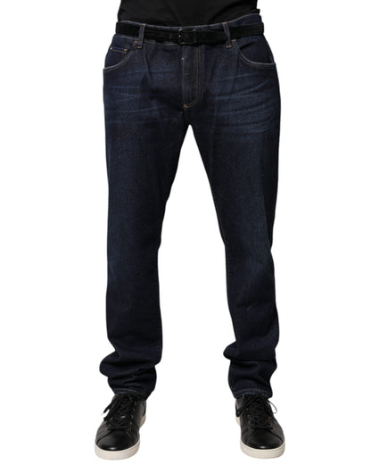 Dolce & Gabbana Dark Blue Cotton Skinny Denim Jeans by Dolce & Gabbana