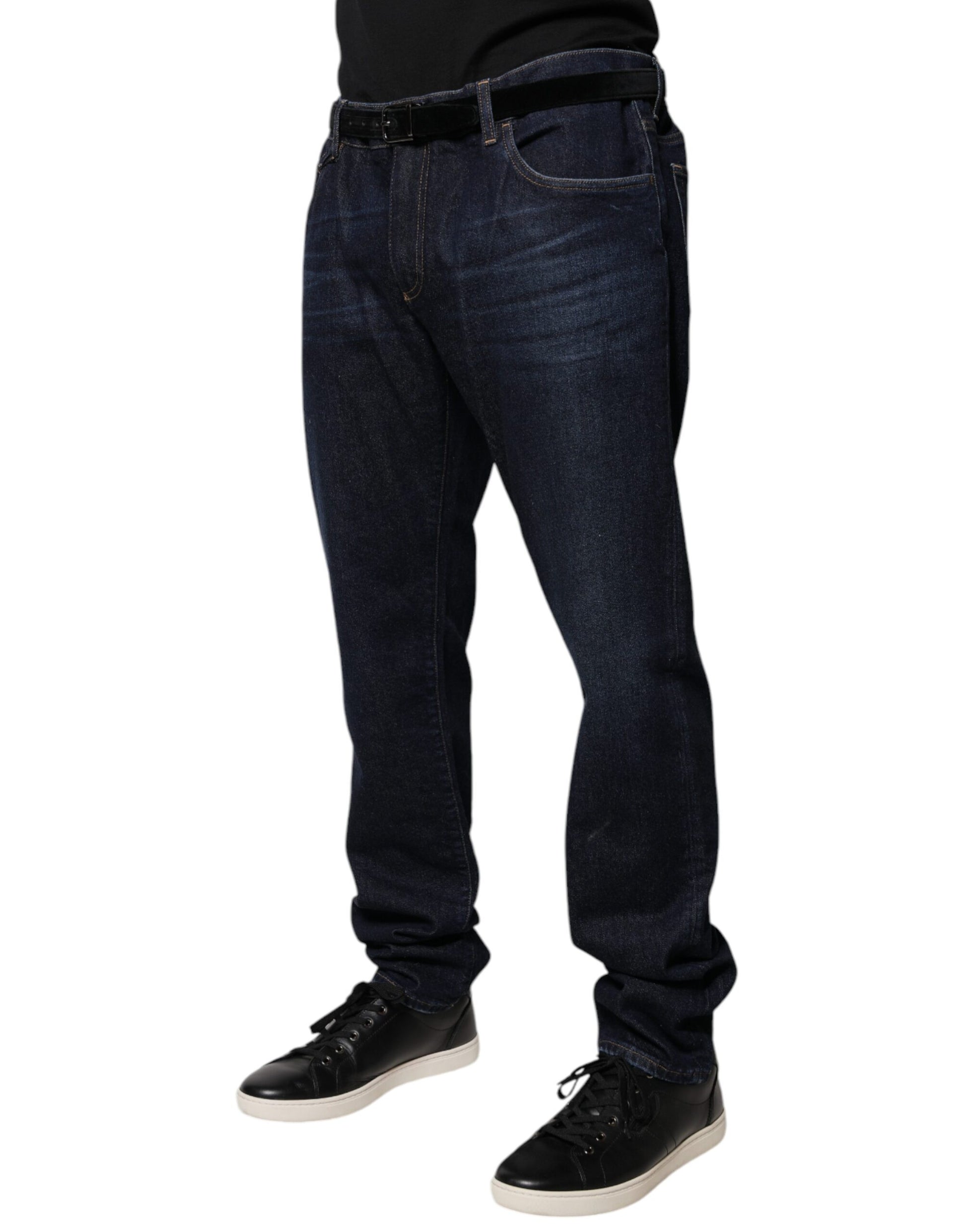 Dolce & Gabbana Dark Blue Cotton Skinny Denim Jeans by Dolce & Gabbana