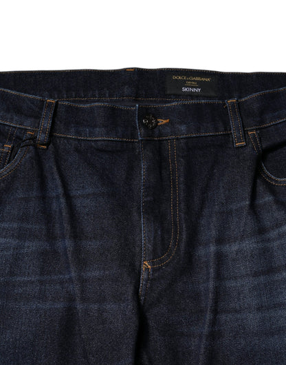 Dolce & Gabbana Dark Blue Cotton Skinny Denim Jeans by Dolce & Gabbana