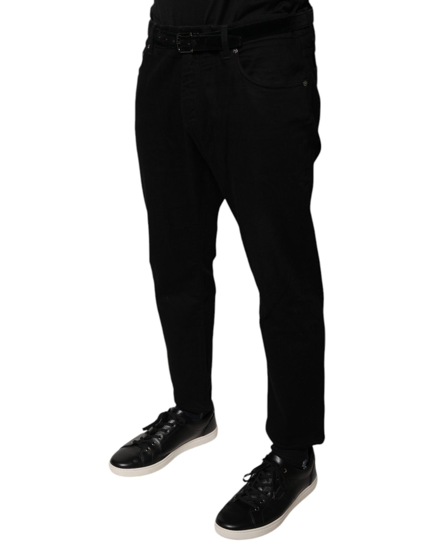 Dolce & Gabbana Black Cotton Stretch Logo Skinny Denim Jeans by Dolce & Gabbana