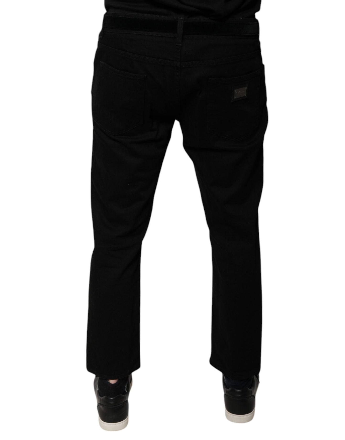 Dolce & Gabbana Black Cotton Stretch Logo Skinny Denim Jeans by Dolce & Gabbana