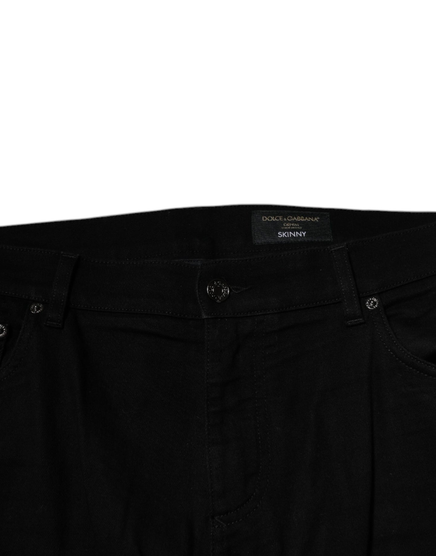 Dolce & Gabbana Black Cotton Stretch Logo Skinny Denim Jeans by Dolce & Gabbana