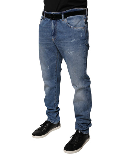 Dolce & Gabbana Light Blue Cotton Men Skinny Denim Jeans by Dolce & Gabbana