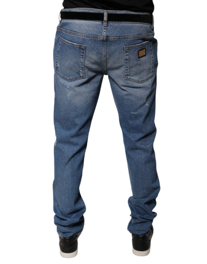 Dolce & Gabbana Light Blue Cotton Men Skinny Denim Jeans by Dolce & Gabbana