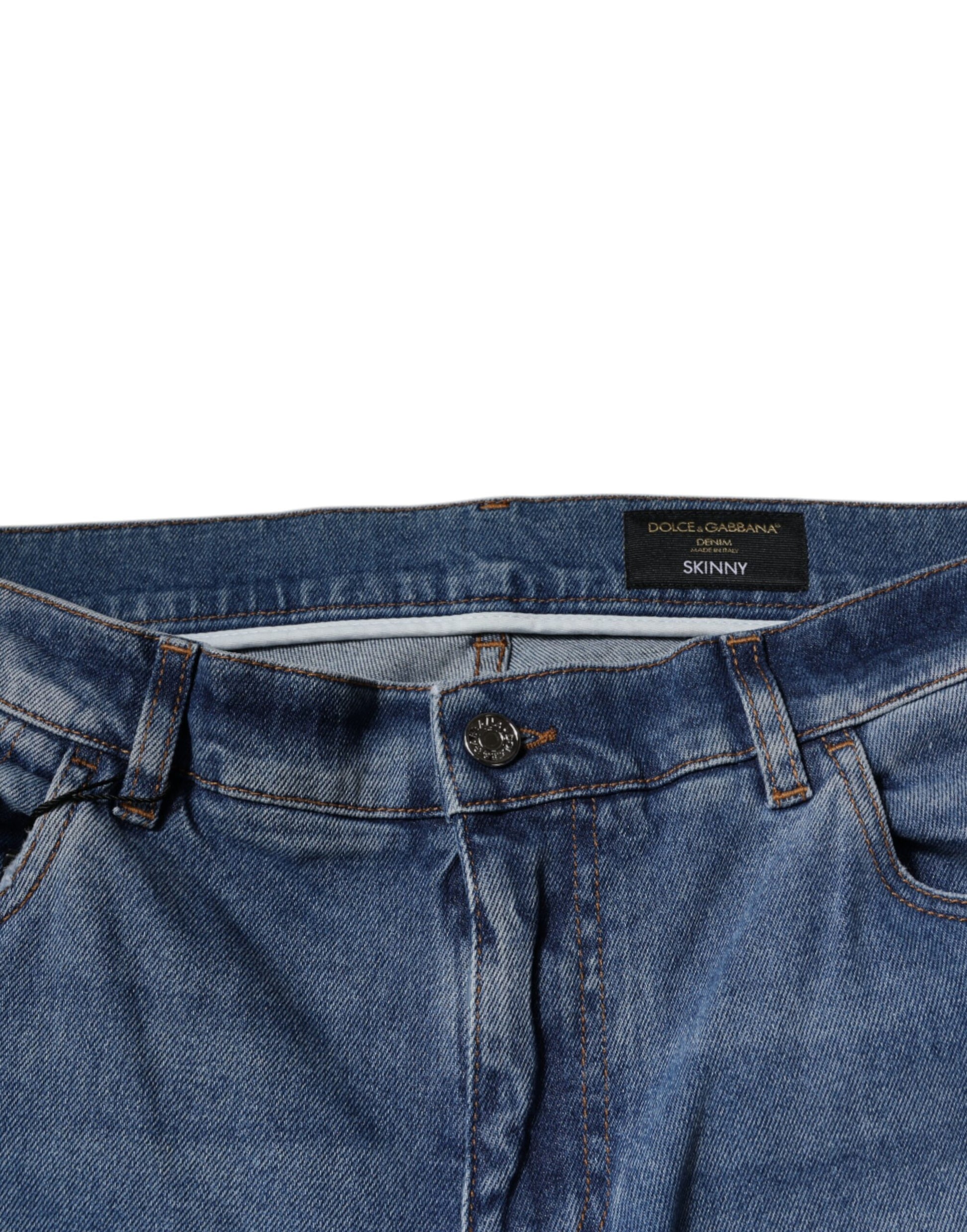 Dolce & Gabbana Light Blue Cotton Men Skinny Denim Jeans by Dolce & Gabbana