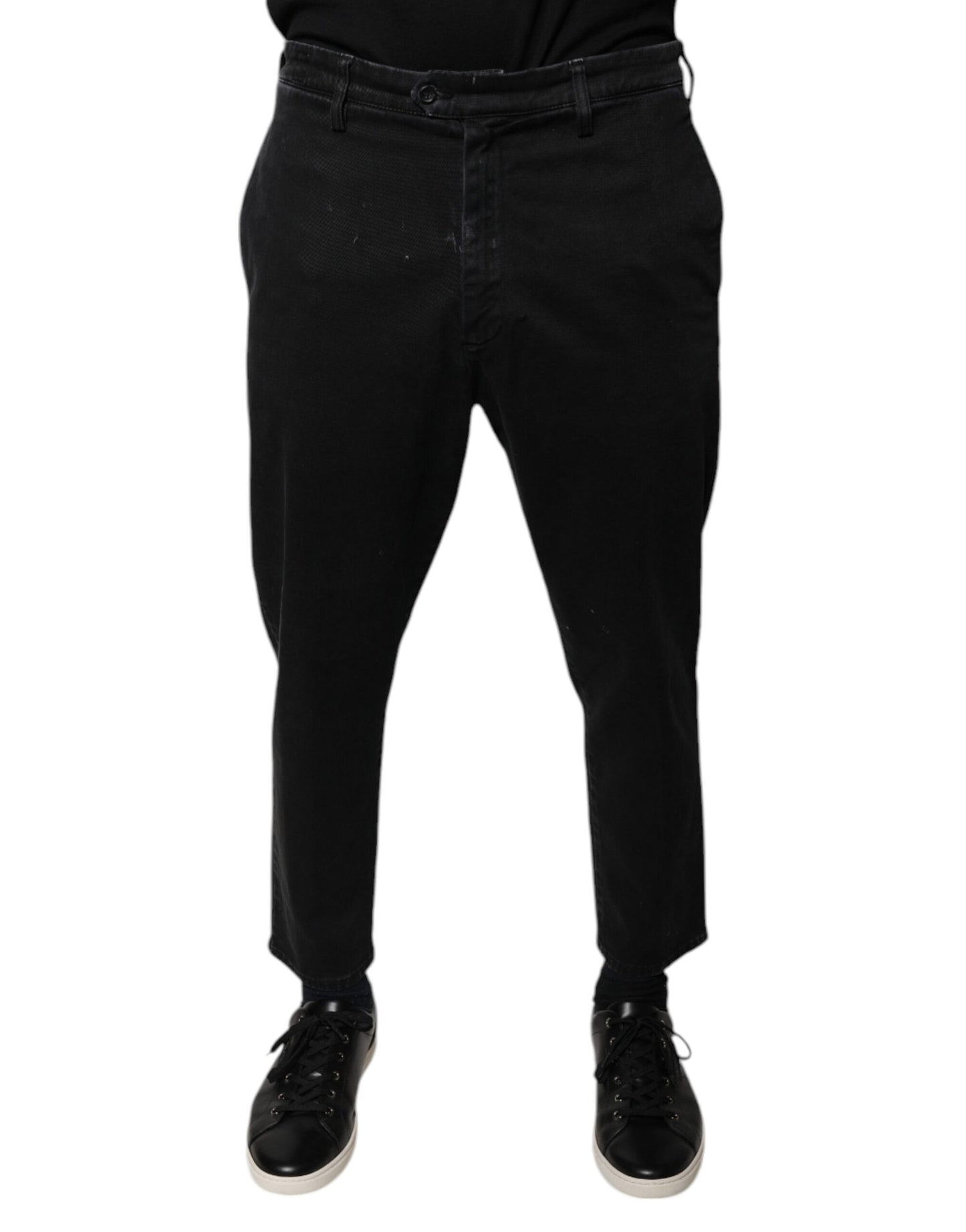 Dolce & Gabbana Black HOUSTON Men Cropped Denim Jeans by Dolce & Gabbana