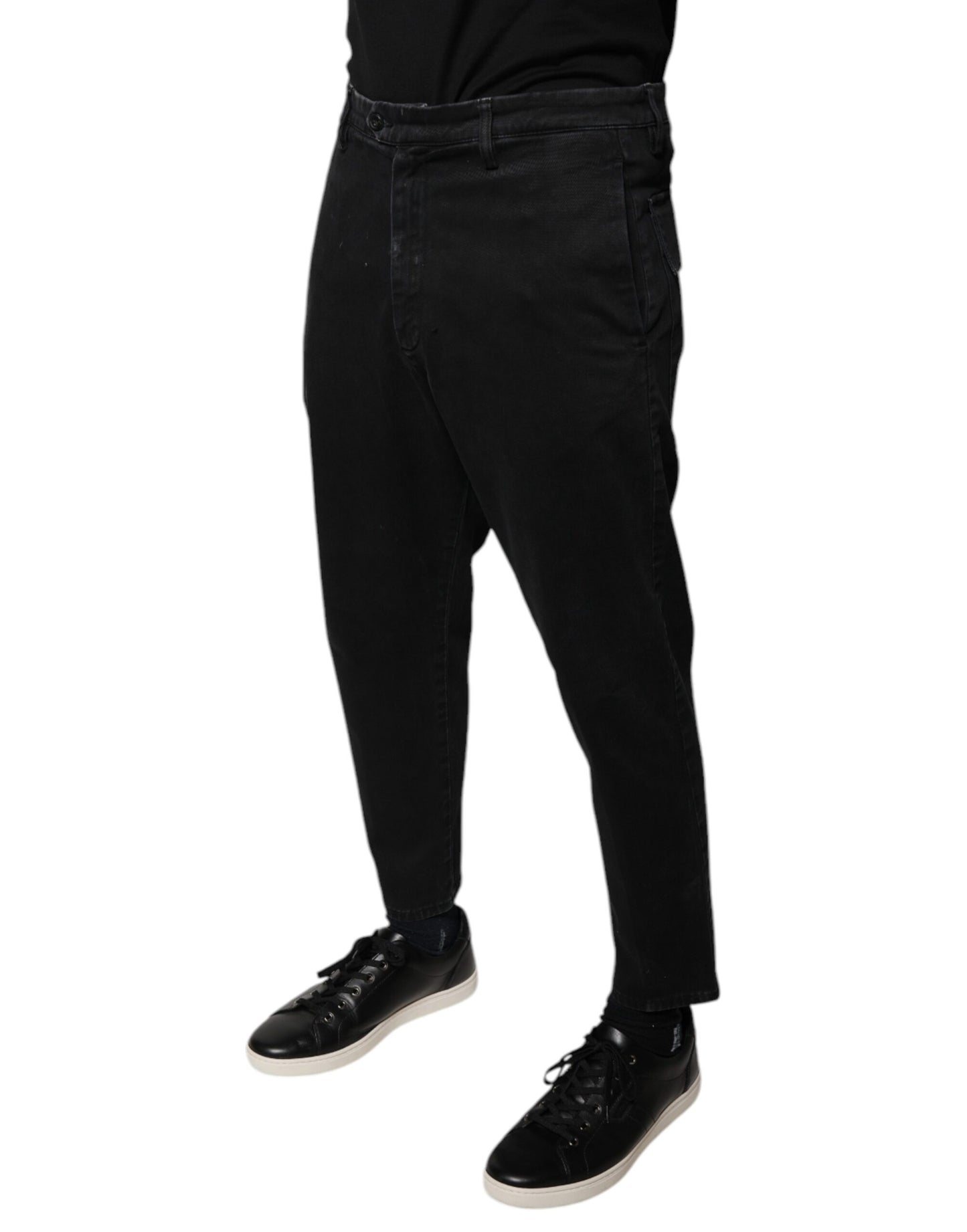 Dolce & Gabbana Black HOUSTON Men Cropped Denim Jeans by Dolce & Gabbana