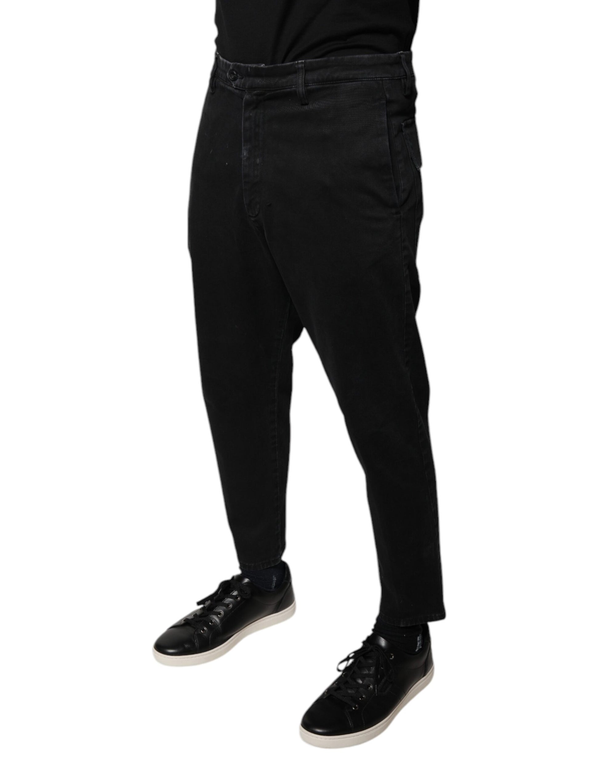 Dolce & Gabbana Black HOUSTON Men Cropped Denim Jeans by Dolce & Gabbana