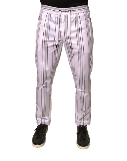 Dolce & Gabbana White Stripe Cotton Dress Skinny Pants by Dolce & Gabbana