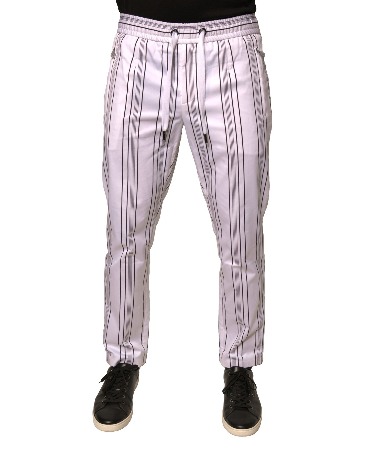 Dolce & Gabbana White Stripe Cotton Dress Skinny Pants by Dolce & Gabbana
