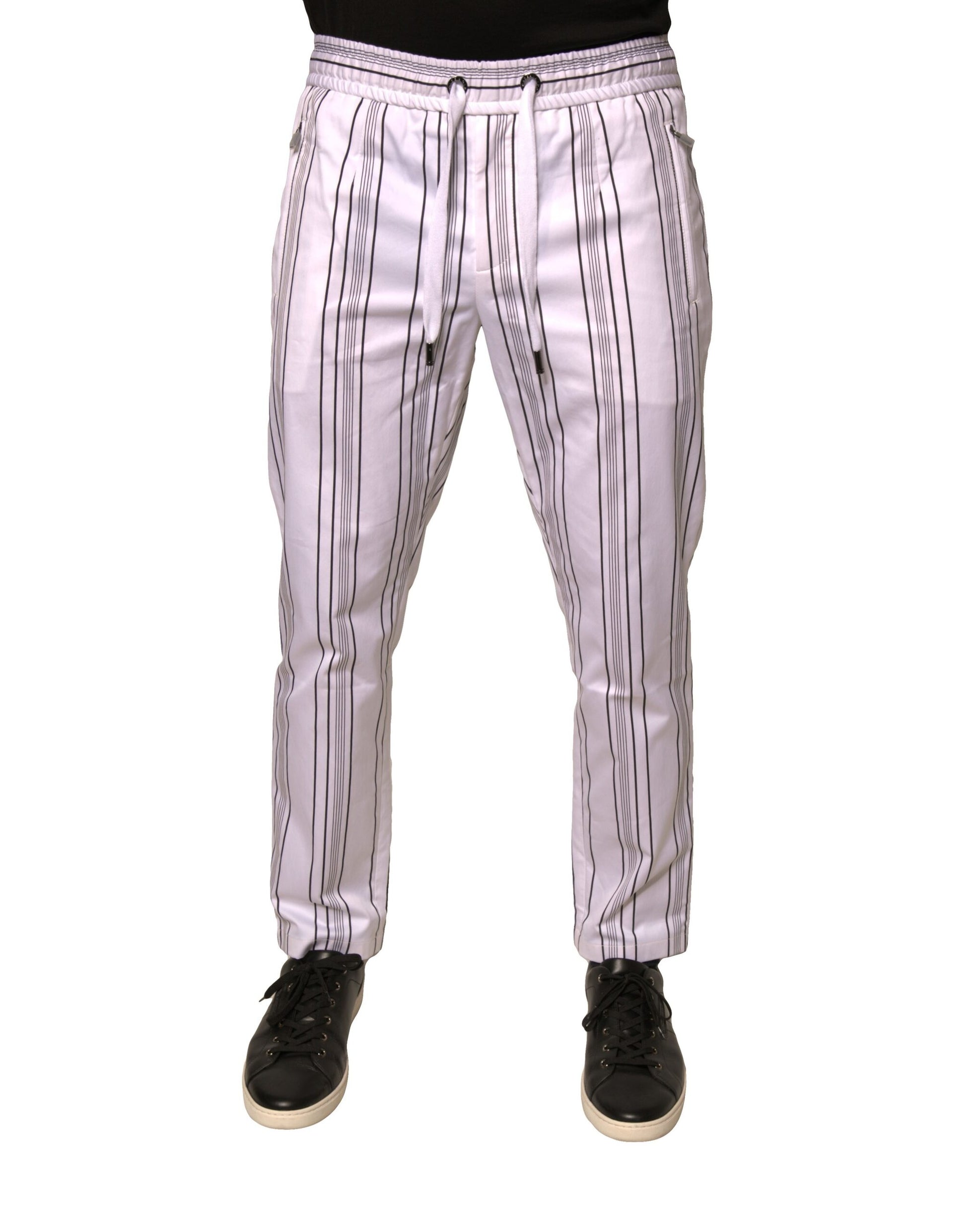 Dolce & Gabbana White Stripe Cotton Dress Skinny Pants by Dolce & Gabbana