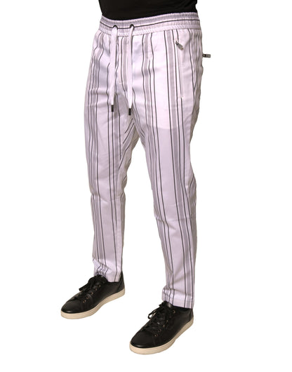 Dolce & Gabbana White Stripe Cotton Dress Skinny Pants by Dolce & Gabbana