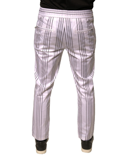 Dolce & Gabbana White Stripe Cotton Dress Skinny Pants by Dolce & Gabbana
