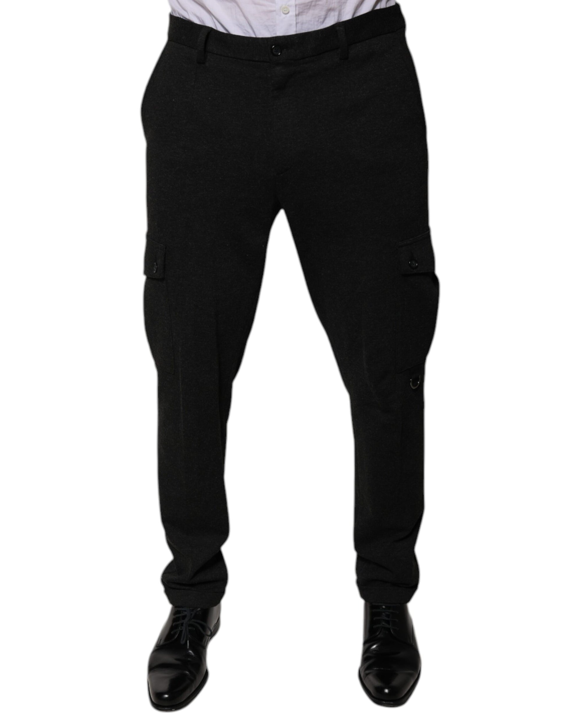 Dolce & Gabbana Black Viscose Cargo Men Casual Pants by Dolce & Gabbana