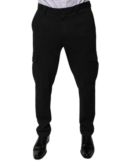 Dolce & Gabbana Black Viscose Cargo Men Casual Pants by Dolce & Gabbana