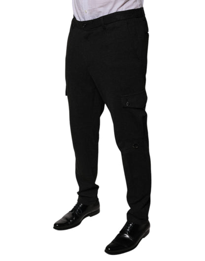 Dolce & Gabbana Black Viscose Cargo Men Casual Pants by Dolce & Gabbana