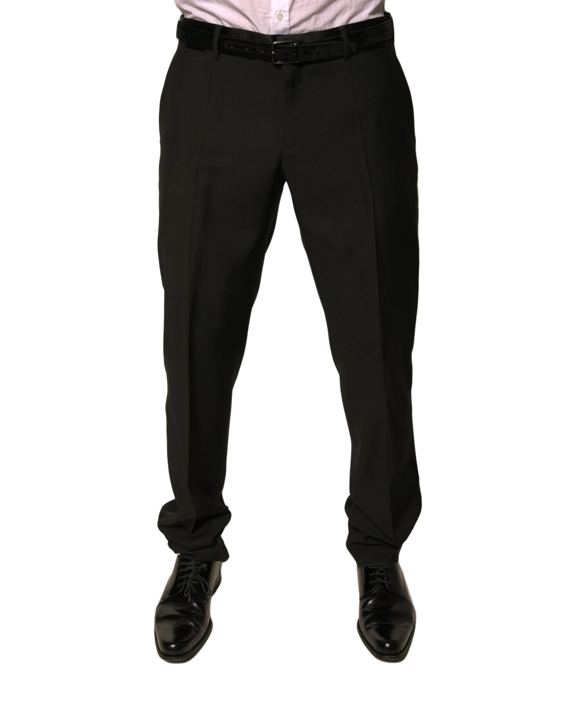 Dolce & Gabbana Black Wool Tapered Formal Dress Pants by Dolce & Gabbana