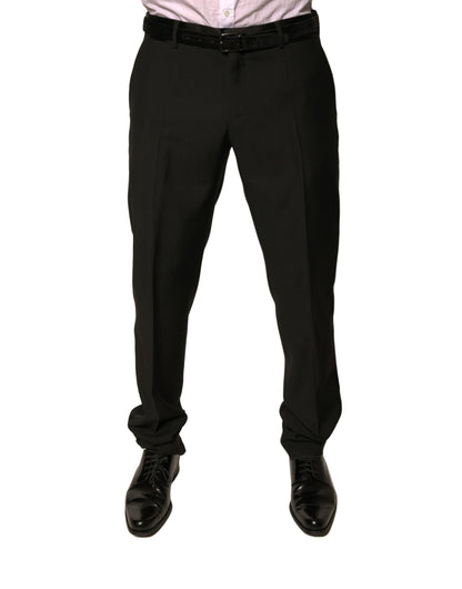 Dolce & Gabbana Black Wool Tapered Formal Dress Pants by Dolce & Gabbana