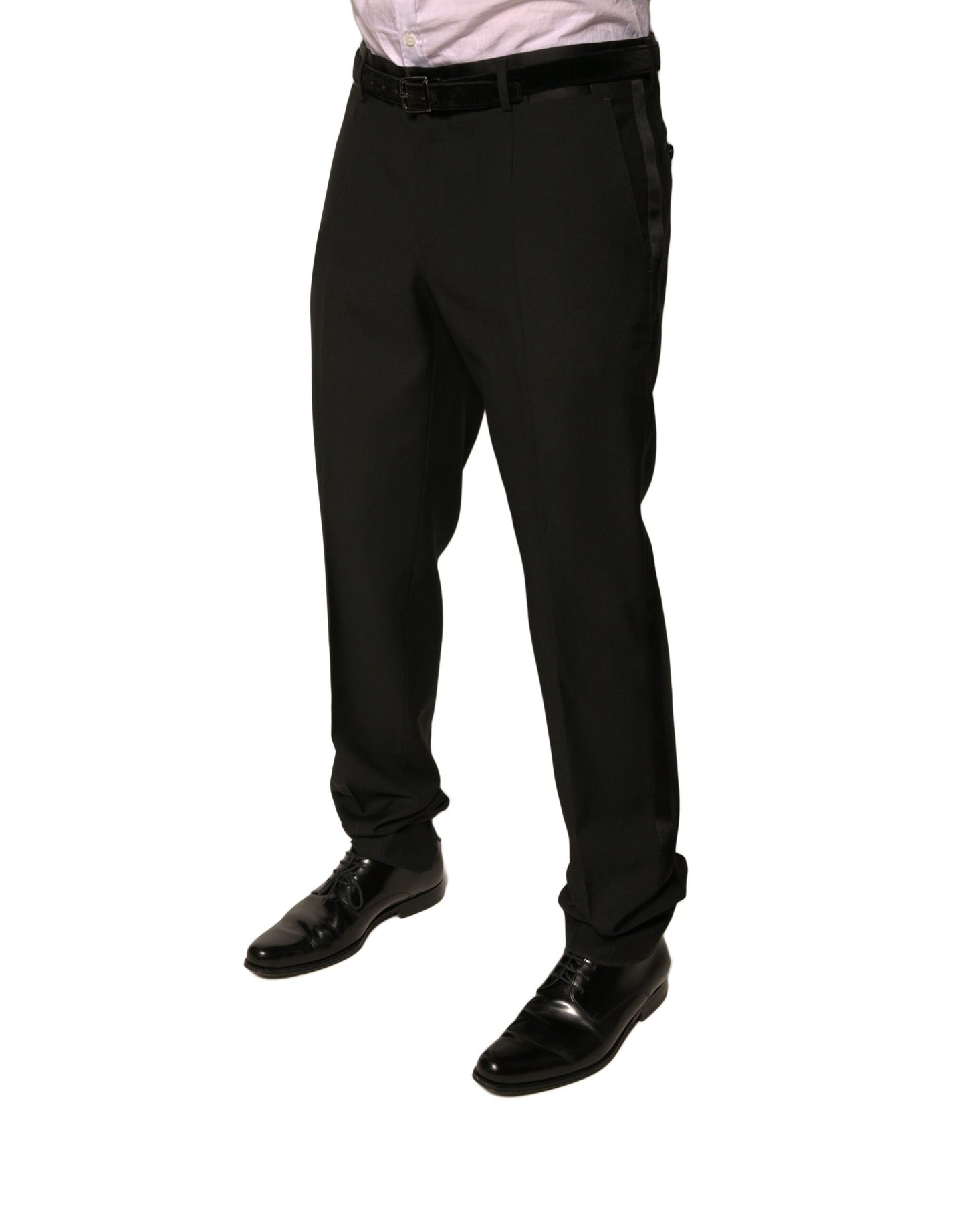 Dolce & Gabbana Black Wool Tapered Formal Dress Pants by Dolce & Gabbana