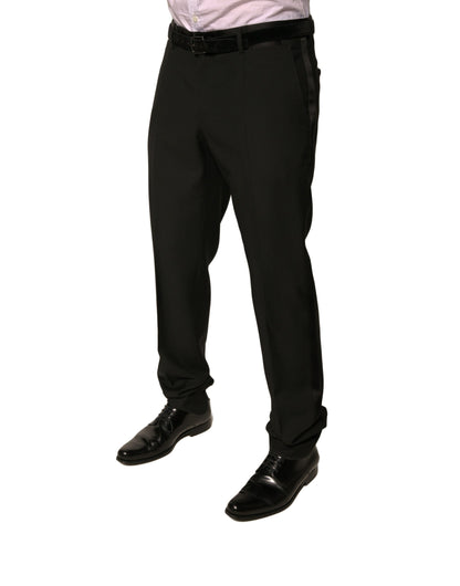 Dolce & Gabbana Black Wool Tapered Formal Dress Pants by Dolce & Gabbana