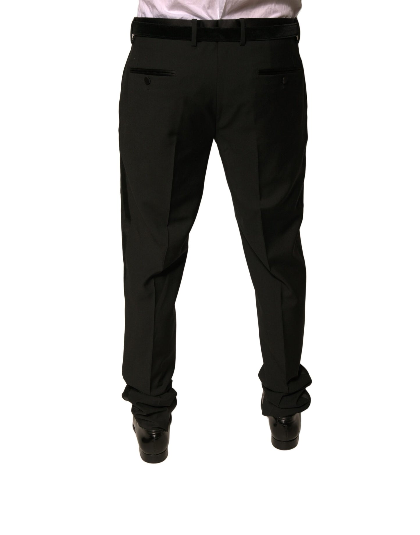 Dolce & Gabbana Black Wool Tapered Formal Dress Pants by Dolce & Gabbana