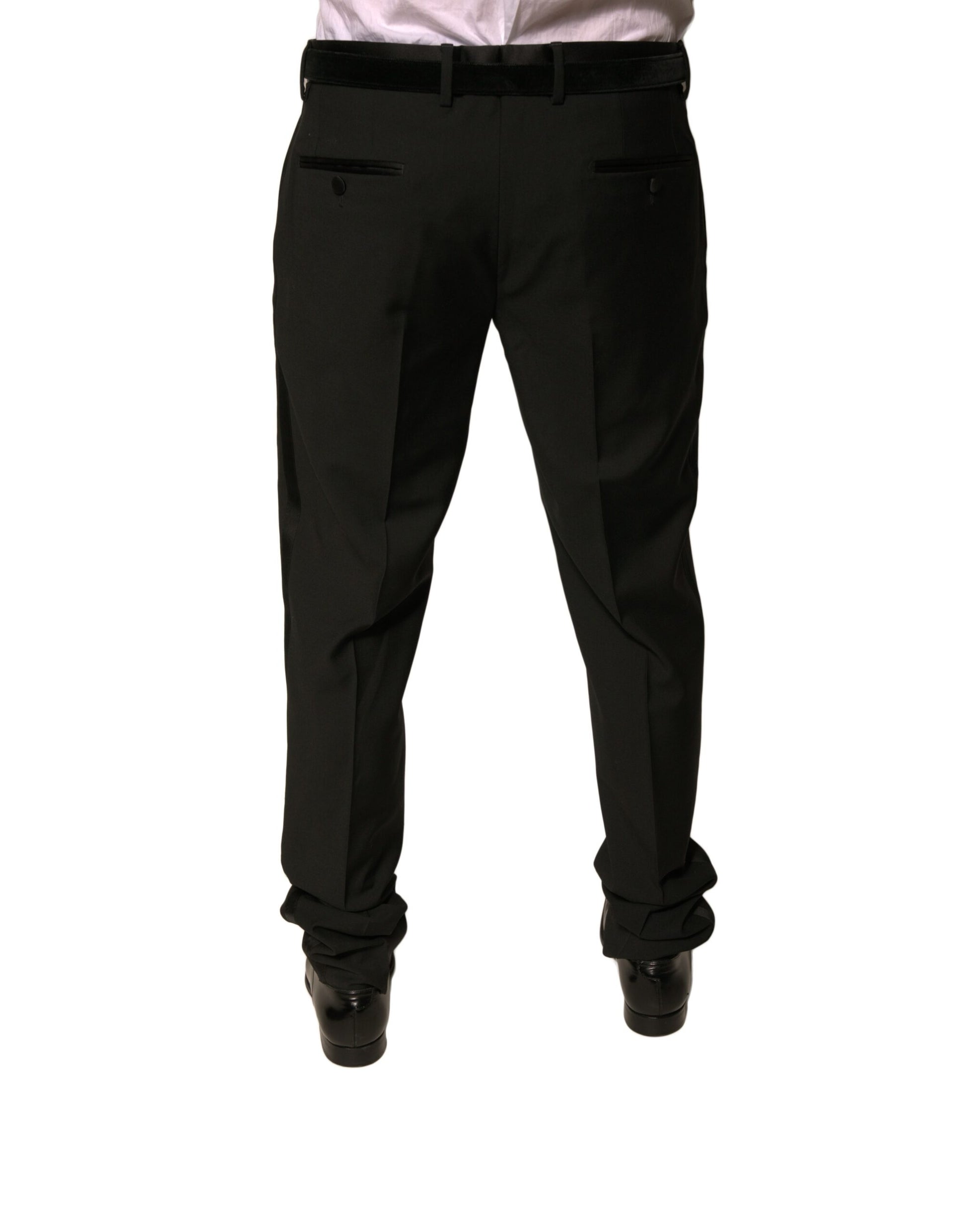 Dolce & Gabbana Black Wool Tapered Formal Dress Pants by Dolce & Gabbana