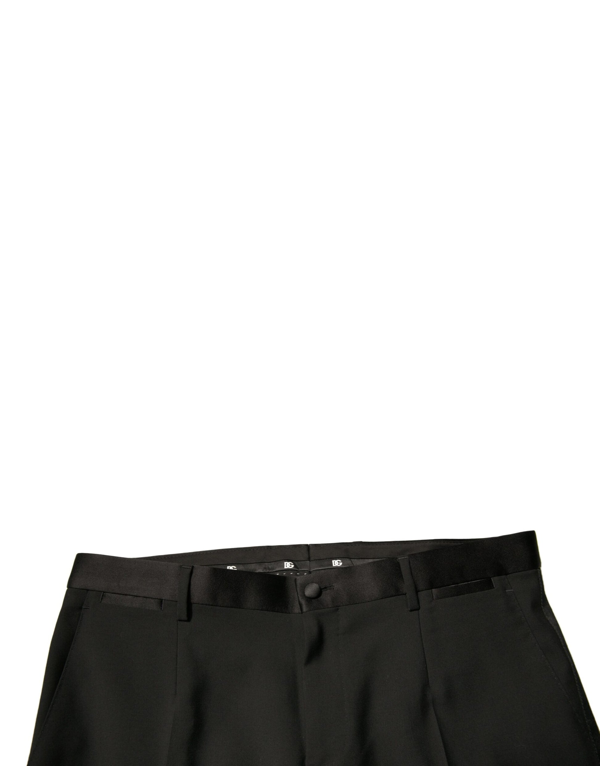 Dolce & Gabbana Black Wool Tapered Formal Dress Pants by Dolce & Gabbana