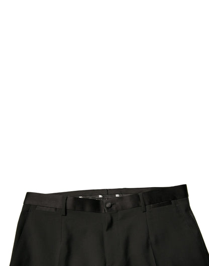 Dolce & Gabbana Black Wool Tapered Formal Dress Pants by Dolce & Gabbana