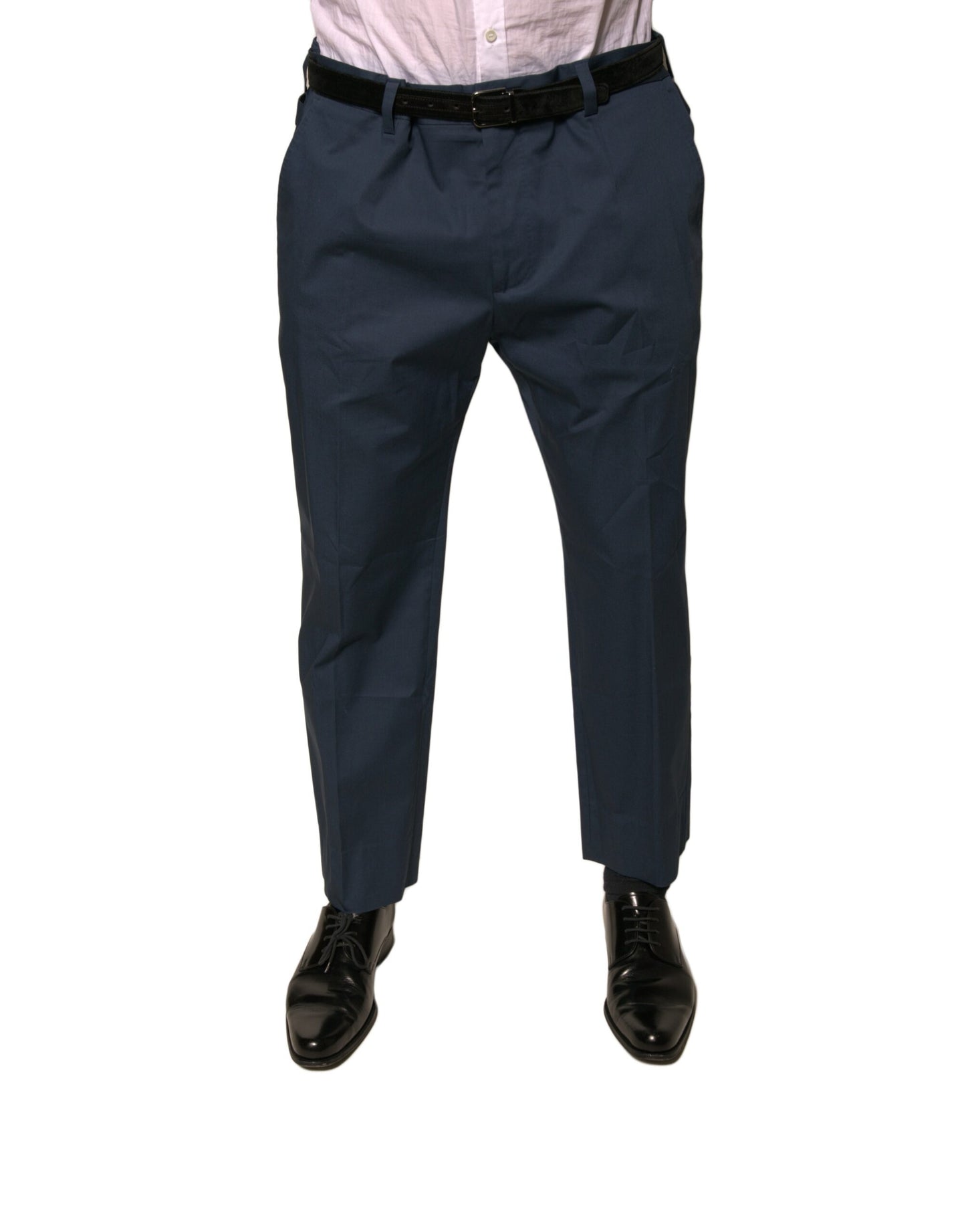 Dolce & Gabbana Blue Cotton Men Skinny Dress Pants by Dolce & Gabbana