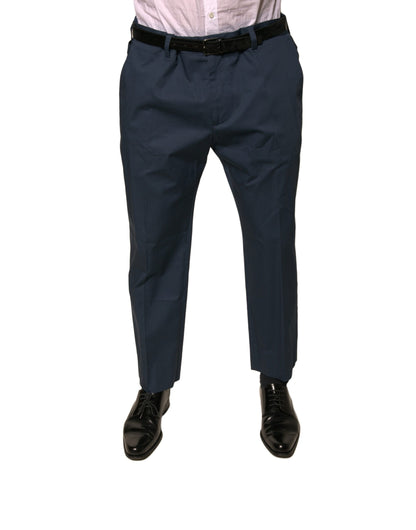 Dolce & Gabbana Blue Cotton Men Skinny Dress Pants by Dolce & Gabbana