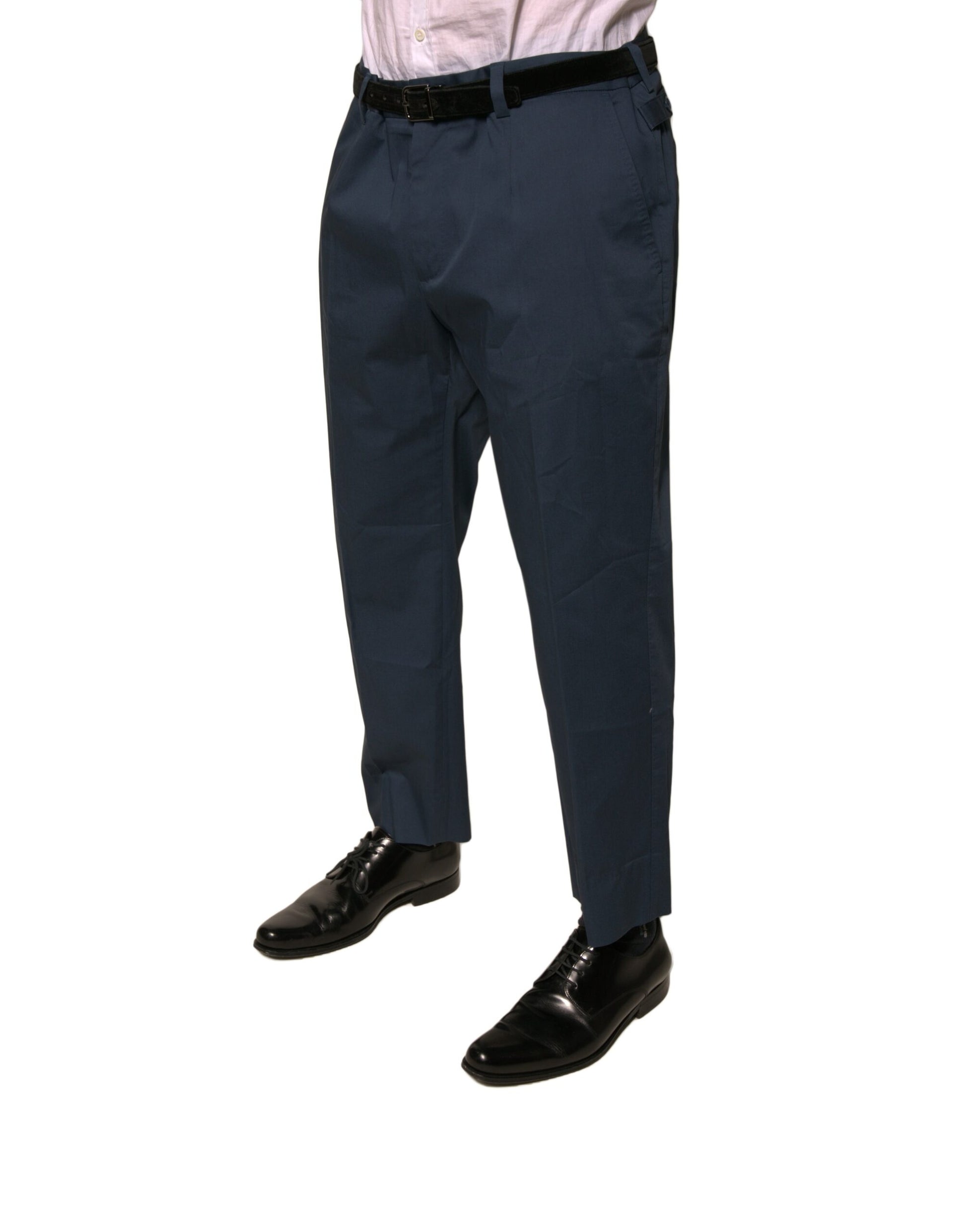 Dolce & Gabbana Blue Cotton Men Skinny Dress Pants by Dolce & Gabbana