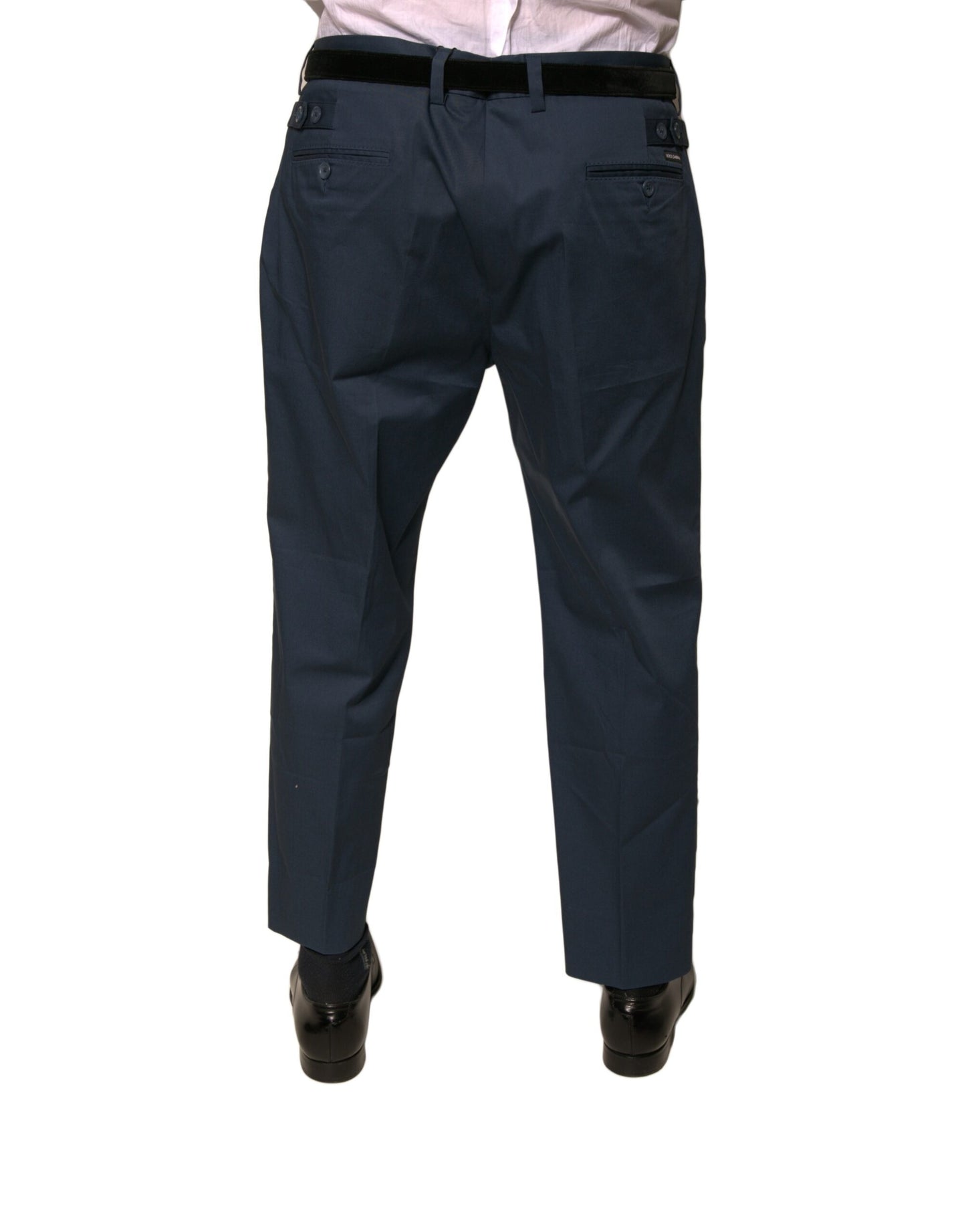 Dolce & Gabbana Blue Cotton Men Skinny Dress Pants by Dolce & Gabbana