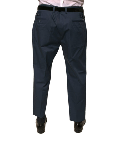 Dolce & Gabbana Blue Cotton Men Skinny Dress Pants by Dolce & Gabbana