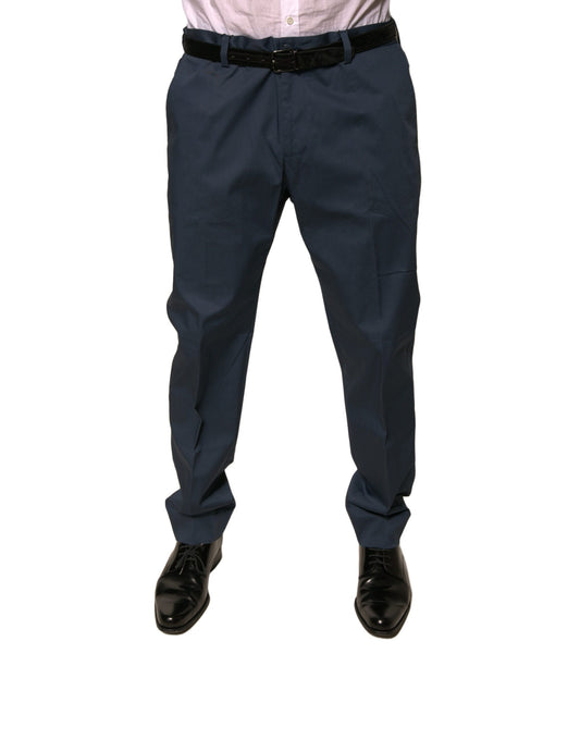 Dolce & Gabbana Dark Blue Cotton Stretch Skinny Men Dress Pants by Dolce & Gabbana