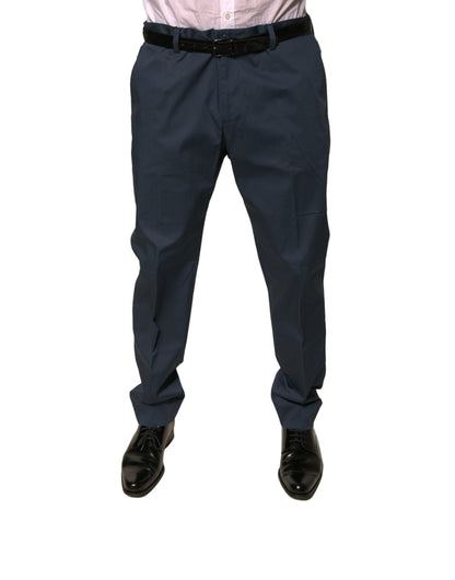 Dolce & Gabbana Dark Blue Cotton Stretch Skinny Men Dress Pants by Dolce & Gabbana